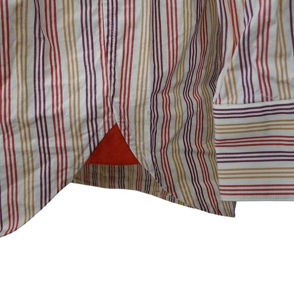 Joseph Bach Orange Rust Multicolor Stripe Long Sleeve Button Up Shirt Men Size L - Picture 3 of 11